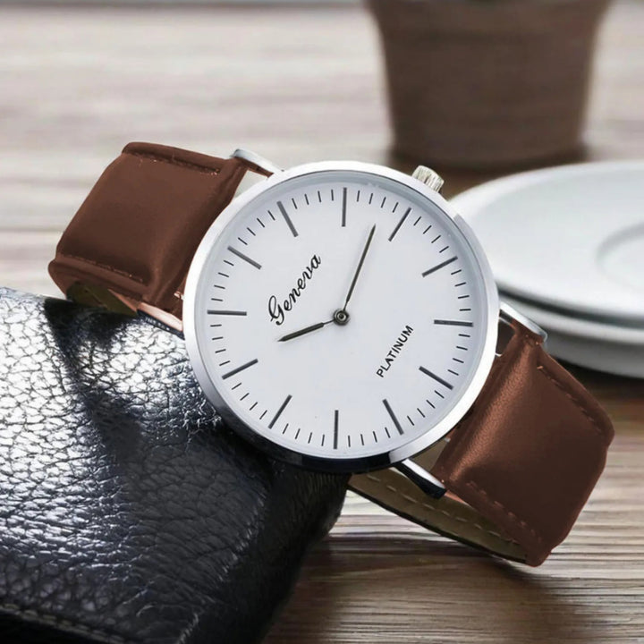 Timeless Sophistication Unisex Quartz Leather Watches