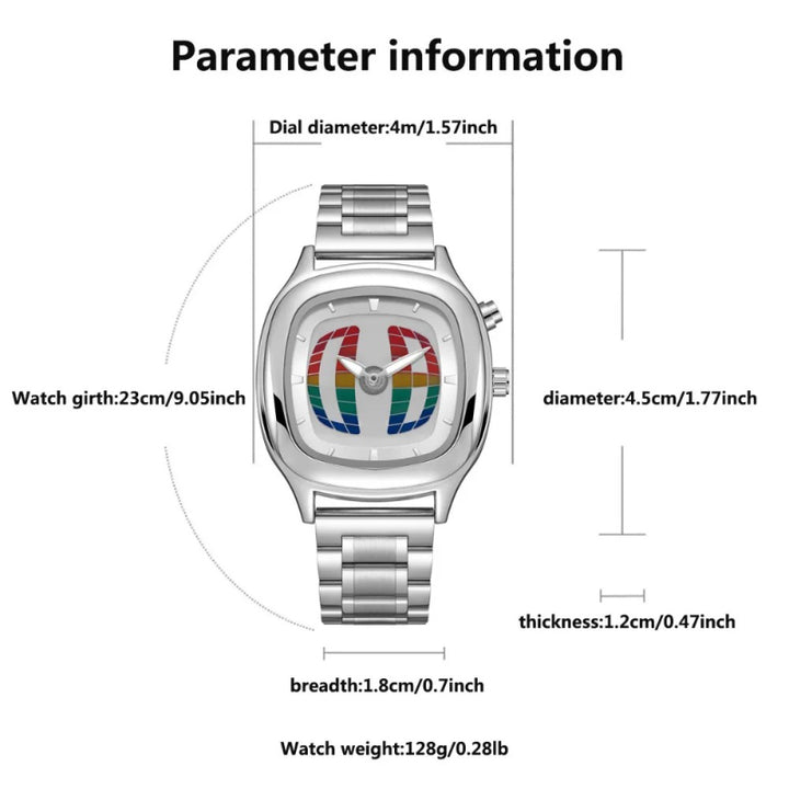 Y2K Pointer Number Dual Display Stainless Steel Men's Watch