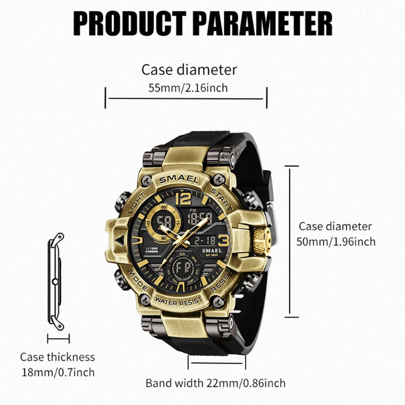 Military-Style Shockproof Men's Sport Watch with Large Dial
