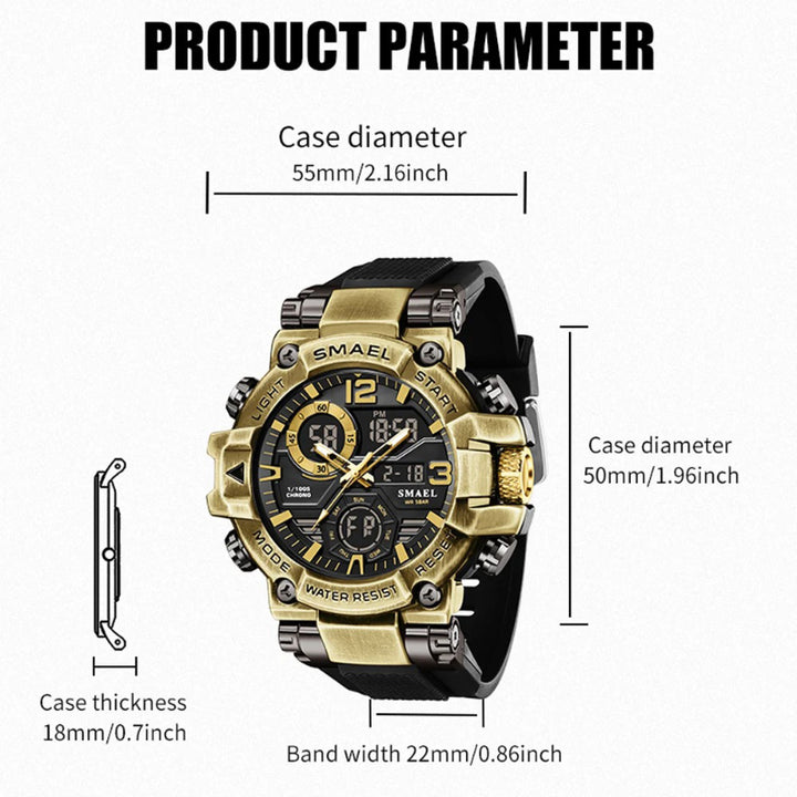 Military-Style Shockproof Men's Sport Watch with Large Dial