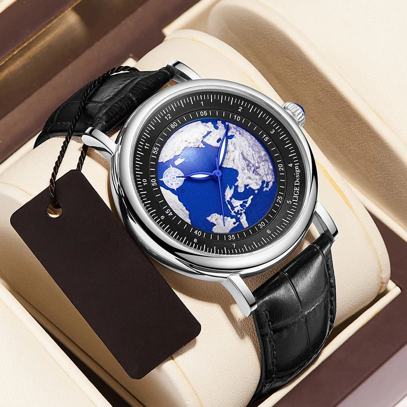 Travel-inspired Aesthetic World Map Dial Quartz Watch