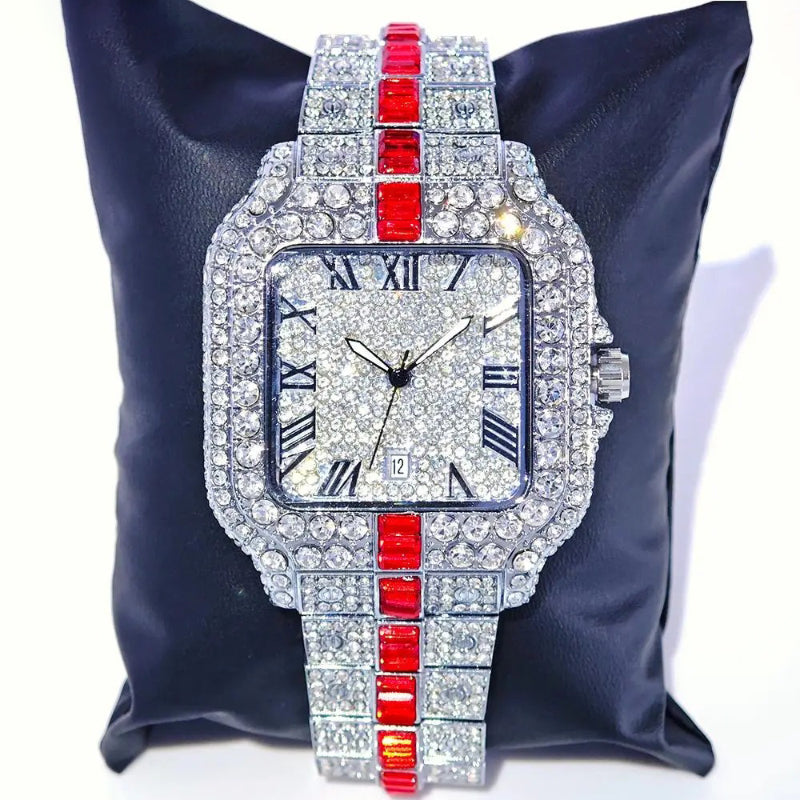 Extravagant Roman Numerals Iced Out Bling Quartz Watch
