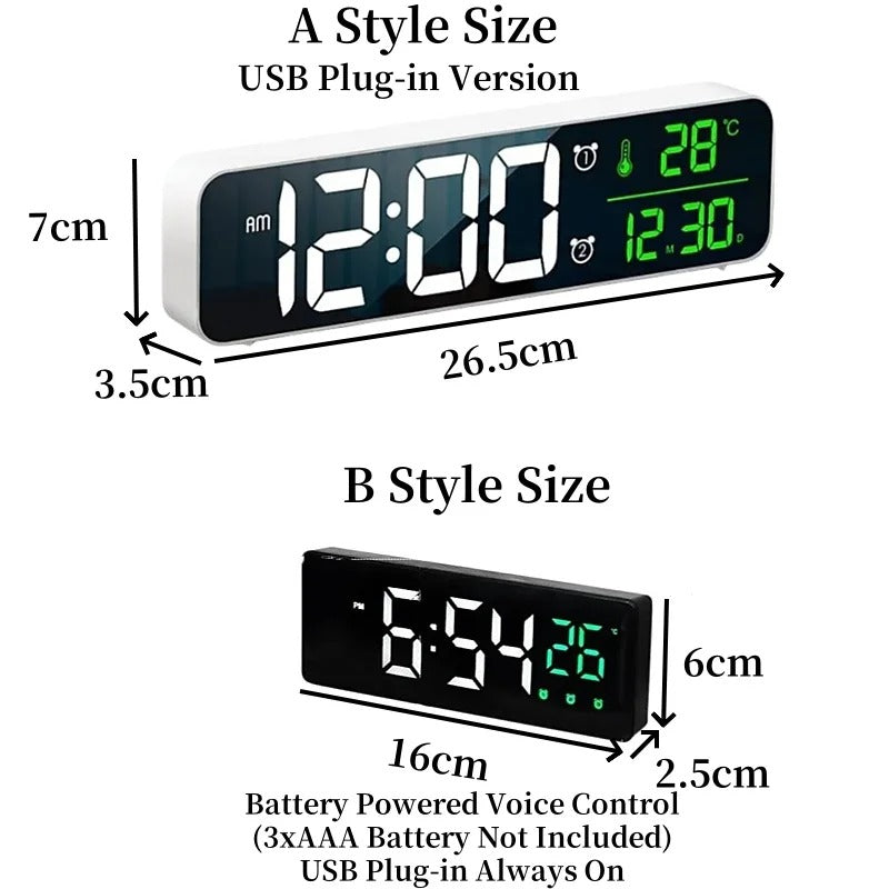 Mirror LED Digital Alarm Clock for Living Room Decoration