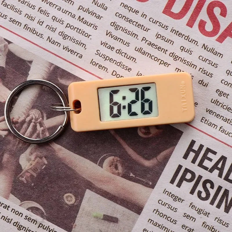 Travel-Friendly Portable Small Digital Hanging Keychain Watch