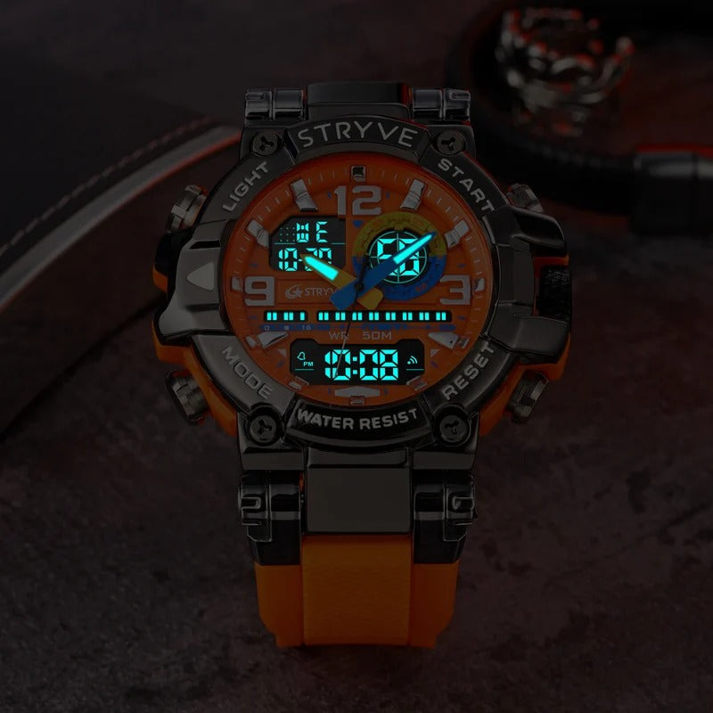 Men's Holographic Design Digital-Analog Silicone Strap Watch
