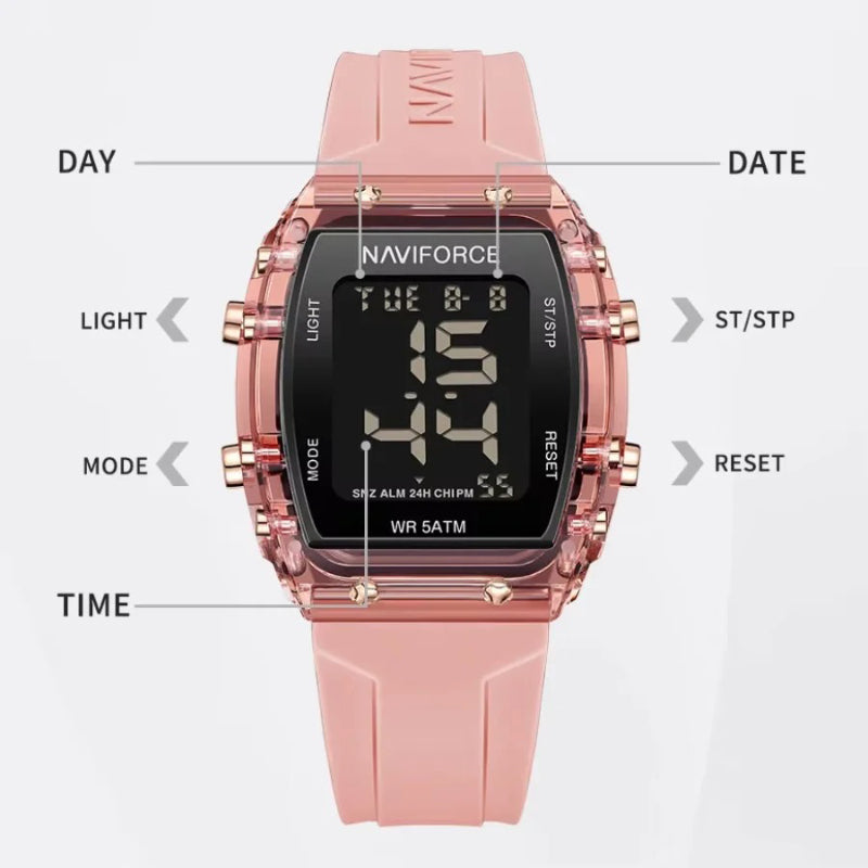 Sport and Casual Elegance Barrel-Shaped Digital Watch for Women