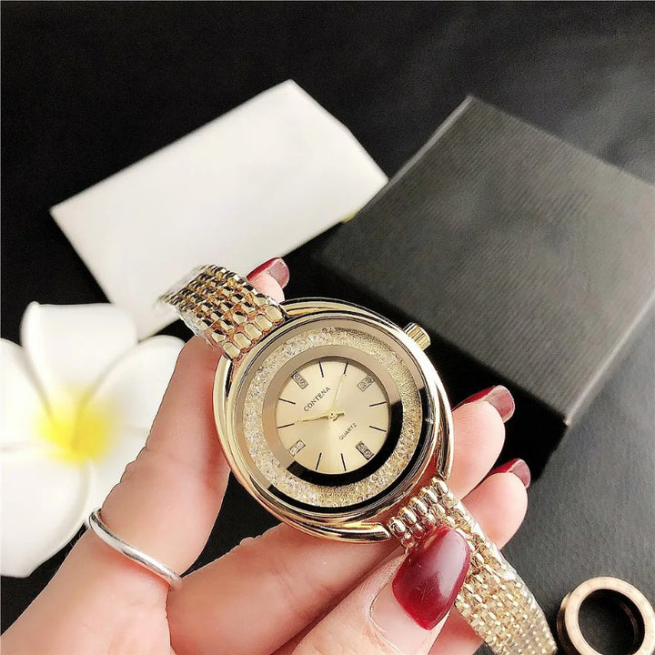 Women's Luxury Stainless Steel Rhinestone Dial Wristwatch