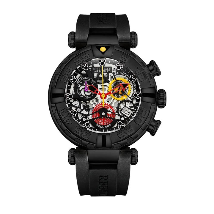 High Tech Skeleton Dial with Rubber Strap Quartz Watch