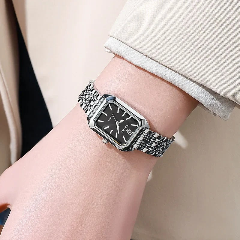 Women's Fashion Square Dial Stainless Steel Strap Quartz Watch