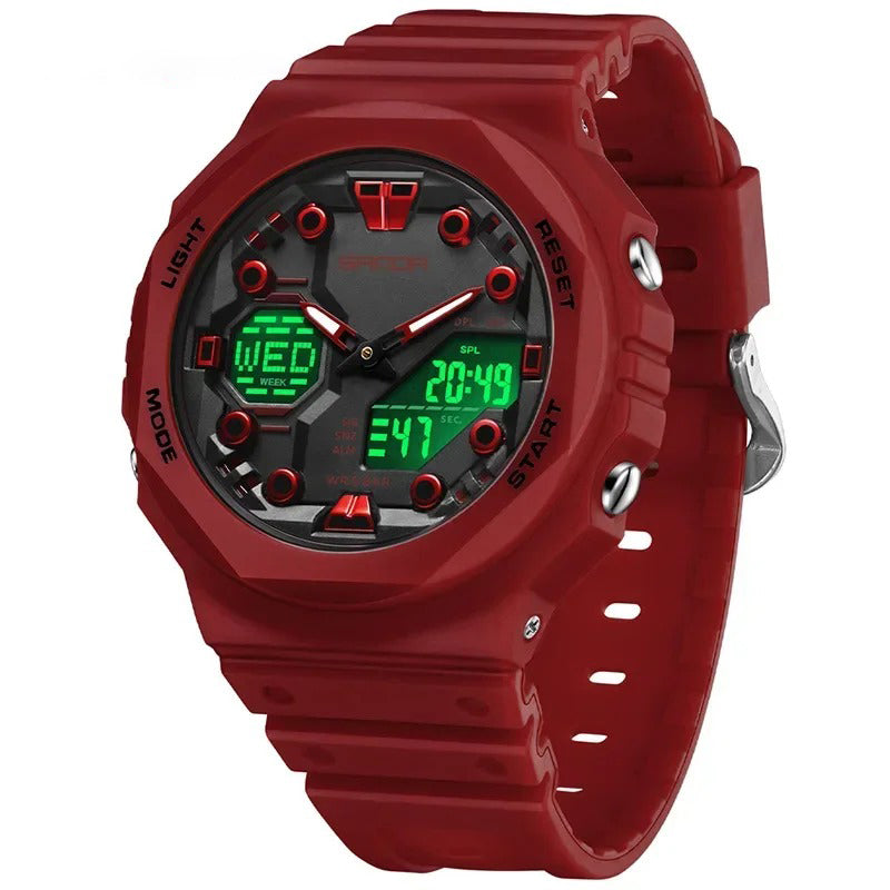 Eye-catching Colors Rubber Strap with Cool 3D Dial Sports Watch