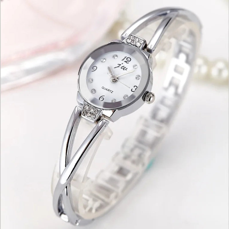 Women's Stainless Steel Small Dial Bracelet Quartz Wristwatch