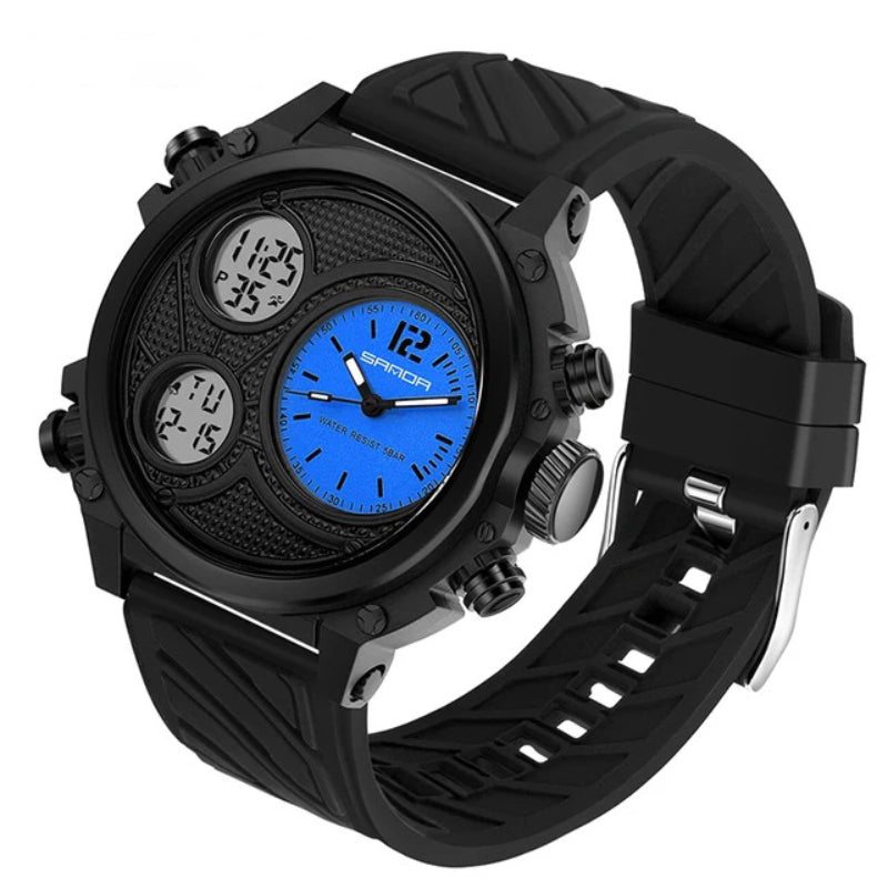 Multi-time Zone Dial Luminous Silicone Strap Watches for Men