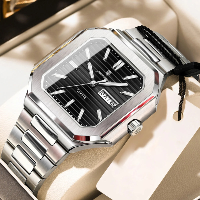 Luminous Modern Case Stainless Steel Men's Quartz Watch
