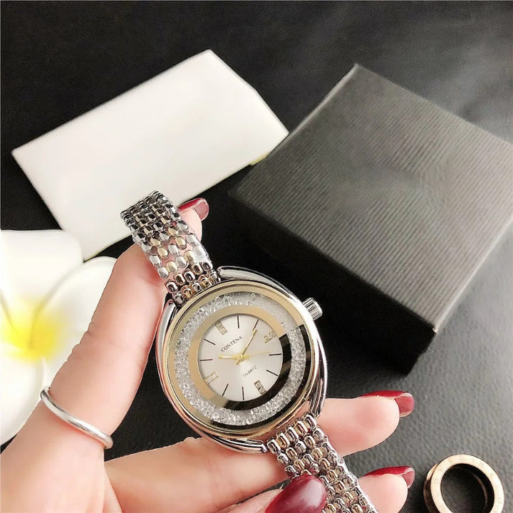 Women's Luxury Stainless Steel Rhinestone Dial Wristwatch