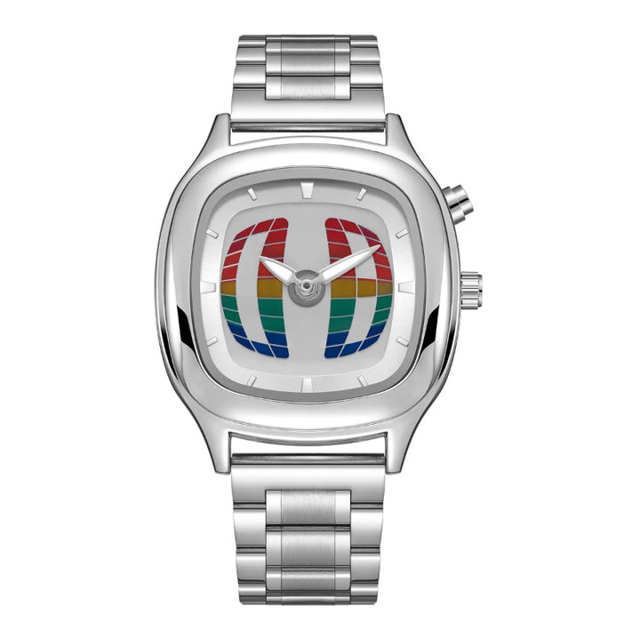 Y2K Pointer Number Dual Display Stainless Steel Men's Watch