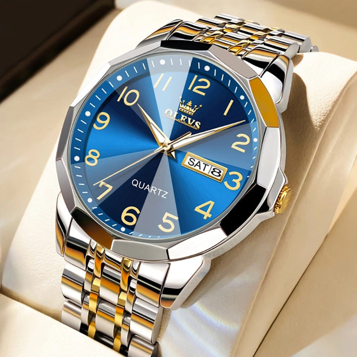 Stainless Steel Diamond Cut Mirror Design Quartz Watch for Men