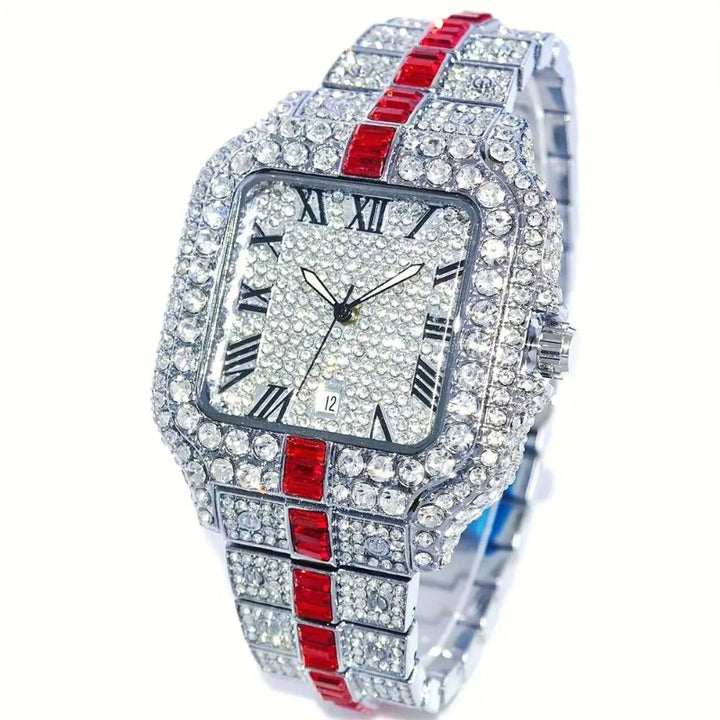 Extravagant Roman Numerals Iced Out Bling Quartz Watch