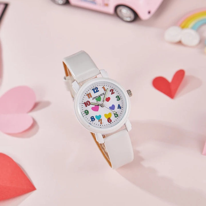 Kids’ Favorite Colorful Heart Pattern Quartz Watches
