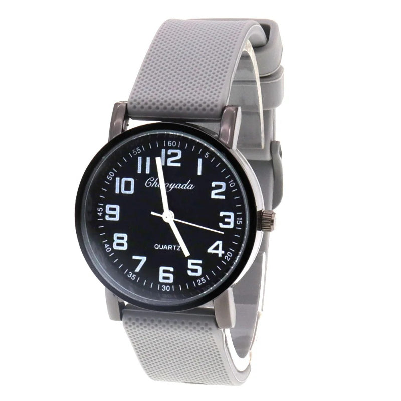 Sporty Round Case Silicone Band Quartz Watch for Kids