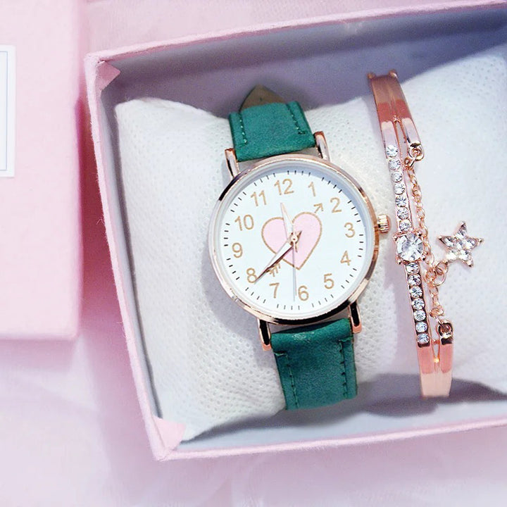 Cute Heart-shaped Dial Women's Fashionable Minimalist Watch