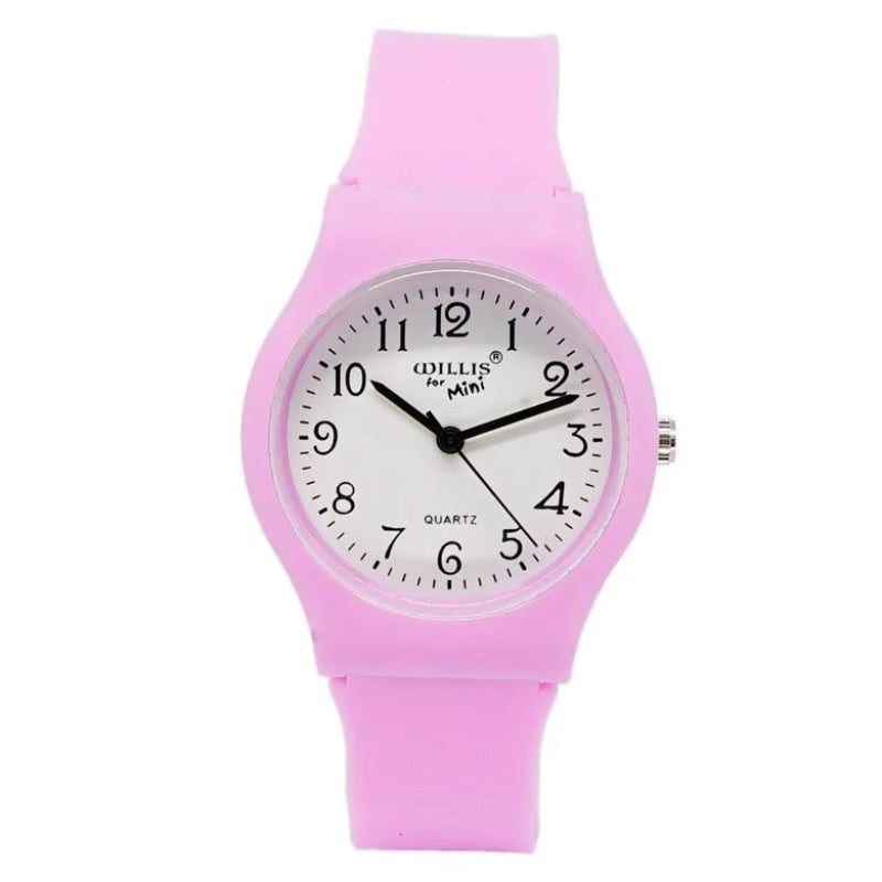 Sleek Round Dial Silicone Strap Quartz Watch for Kids