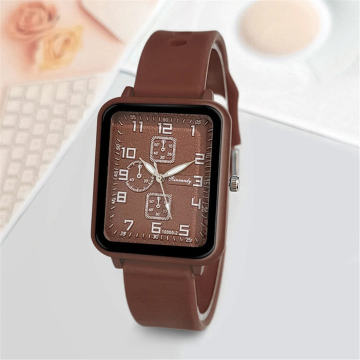 Casual Square Case Silicone Strap Fashion Quartz Wrist Watch