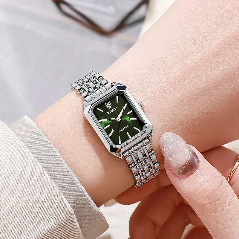 Women's Fashion Square Dial Stainless Steel Strap Quartz Watch