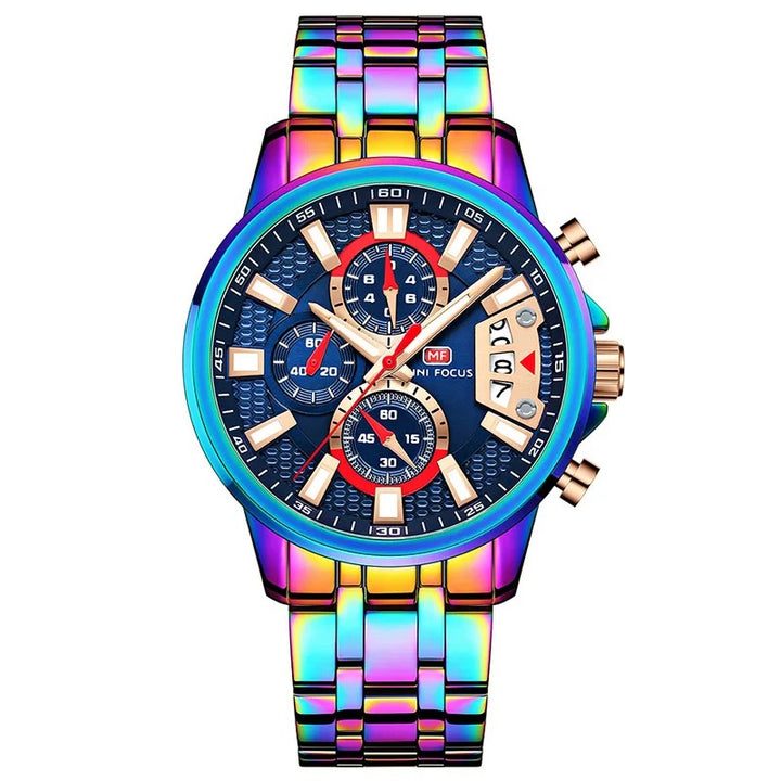 Stainless Steel Holographic Chronograph Quartz Watch for Men