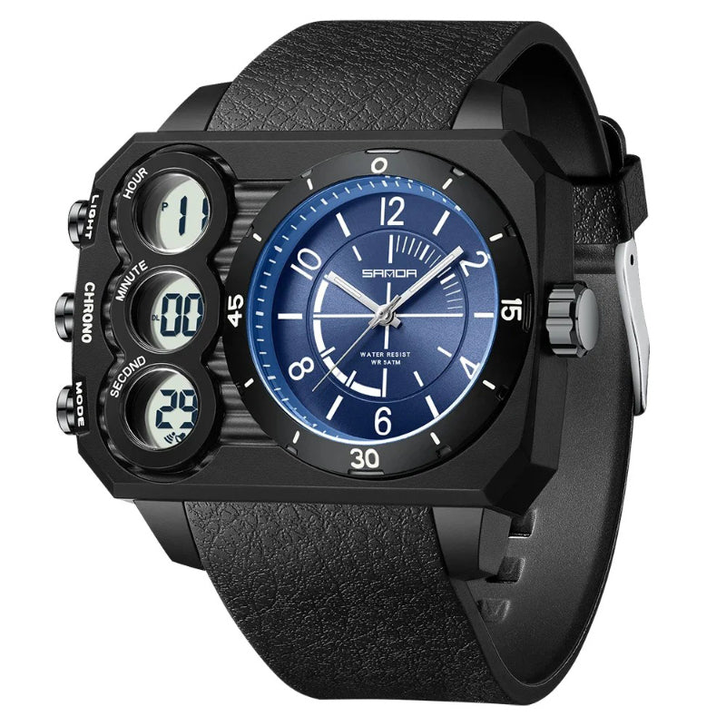 Futuristic Adventure-Ready Rugged Digital-Analog Sports Watch