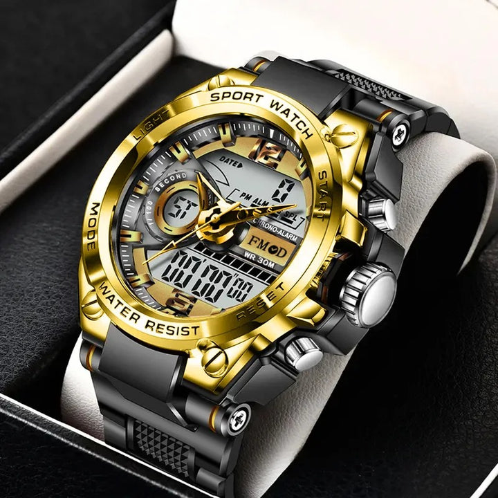 Men's Dual Time Fashion Watch with Digital and Analog Display