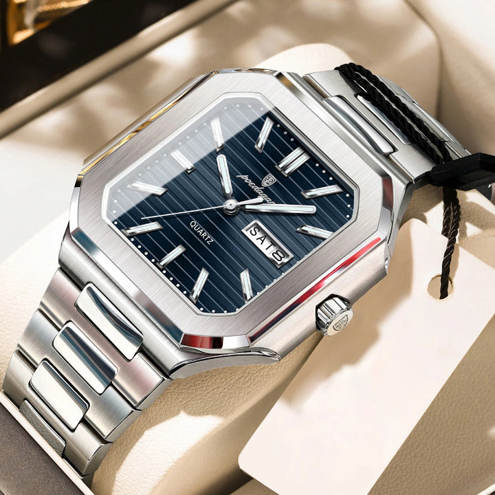 Luminous Modern Case Stainless Steel Men's Quartz Watch