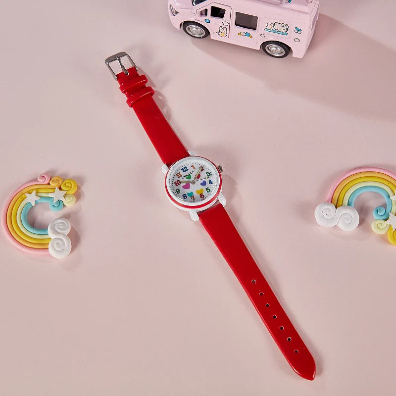 Kids’ Favorite Colorful Heart Pattern Quartz Watches
