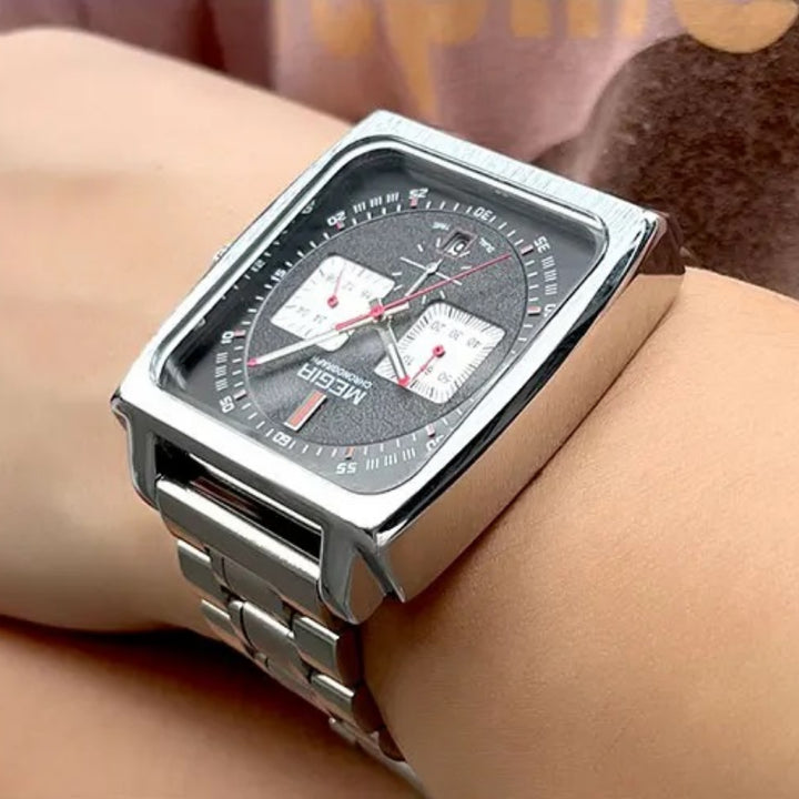 Business and Casual Steel Band Men's Square Case Quartz Watch