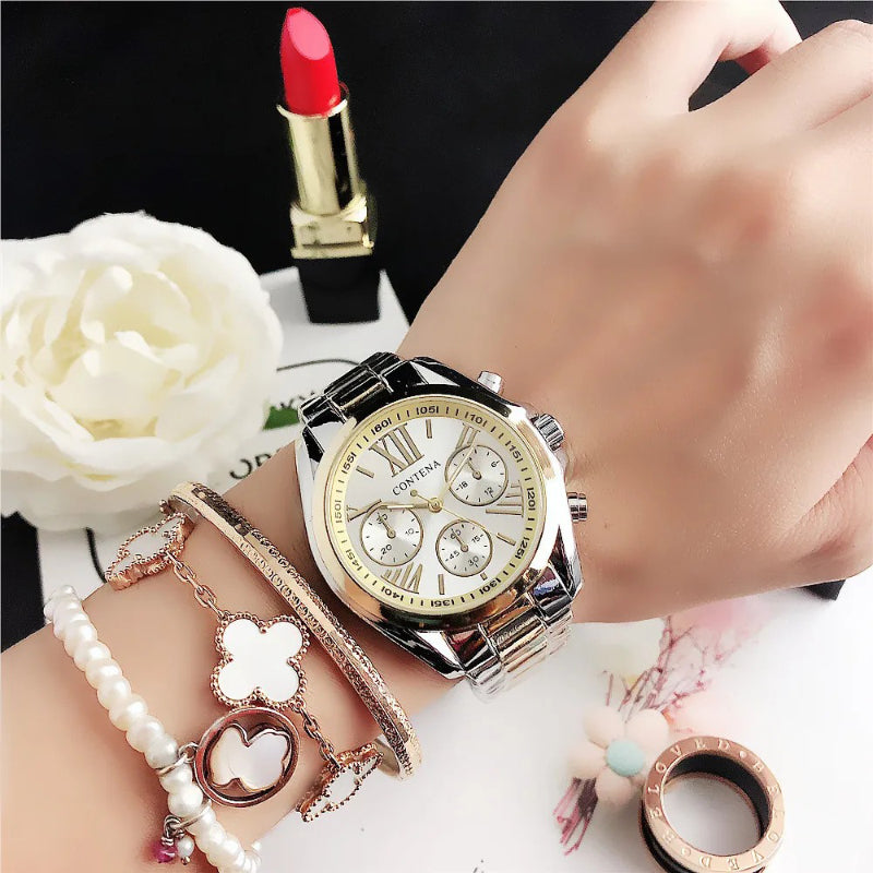 Women's Two-Tone Roman Numeral Fashion Quartz Watch