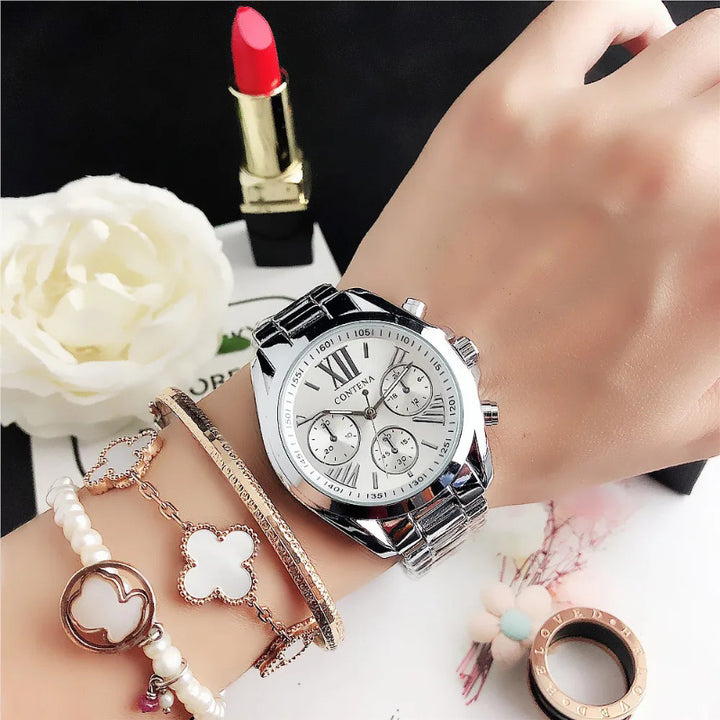 Women's Two-Tone Roman Numeral Fashion Quartz Watch