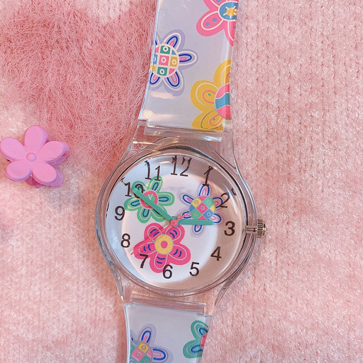 Water-resistant Cartoon Doodle Silicone Quartz Watches for Kids