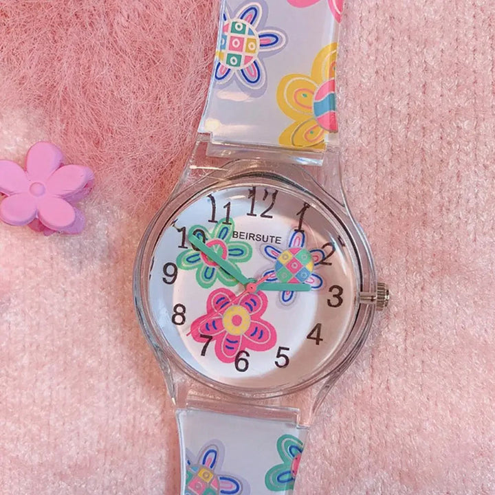 Water-resistant Cartoon Doodle Silicone Quartz Watches for Kids