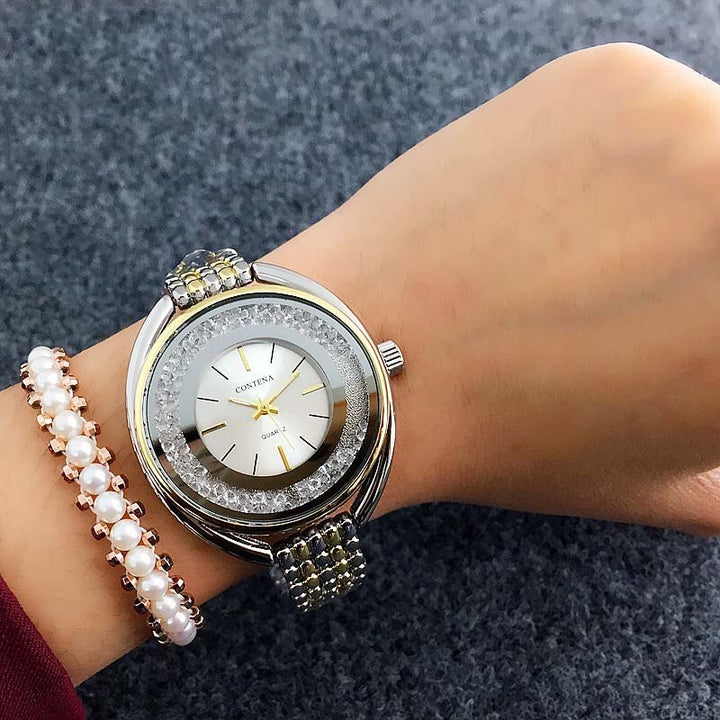 Rhinestone Studded Luxurious Quartz Watches for Women