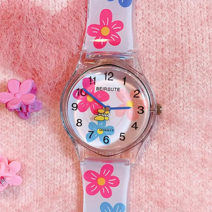 Water-resistant Cartoon Doodle Silicone Quartz Watches for Kids