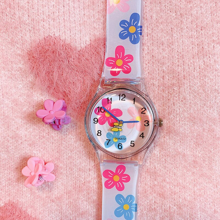 Water-resistant Cartoon Doodle Silicone Quartz Watches for Kids