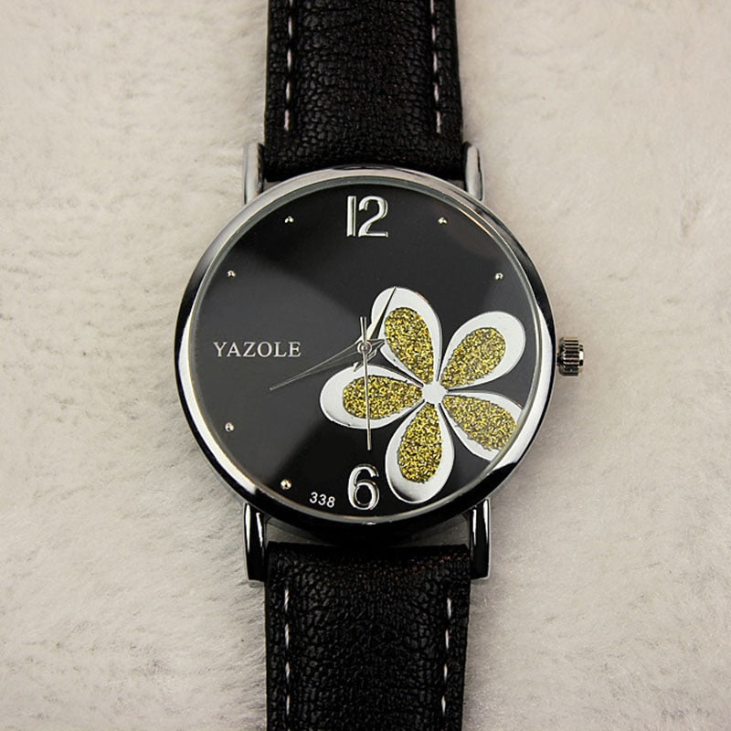 Casual Minimalist Quartz Watch with Daisy Design