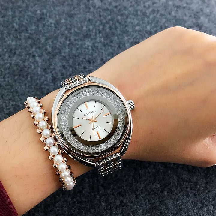 Rhinestone Studded Luxurious Quartz Watches for Women