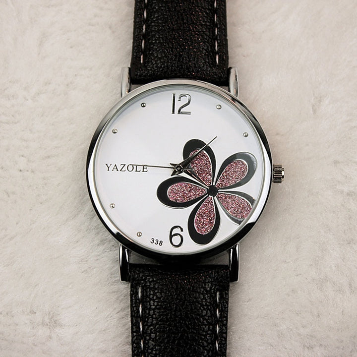 Casual Minimalist Quartz Watch with Daisy Design