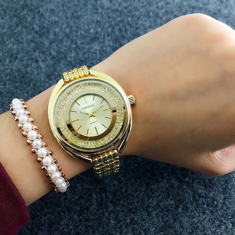 Rhinestone Studded Luxurious Quartz Watches for Women