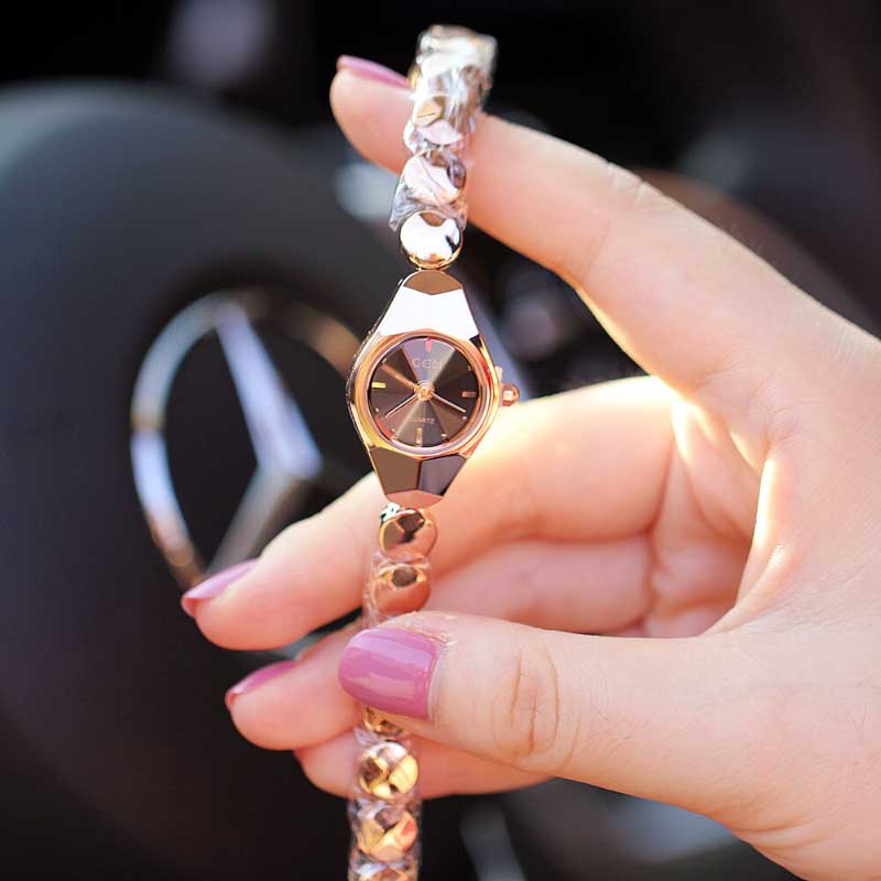 Luxurious Beaded Mini Dial Quartz Watches for Women