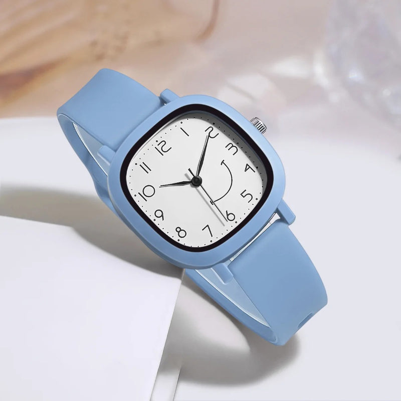 Smile Dial Simple Candy Colored Silicone Strap Quartz Watch