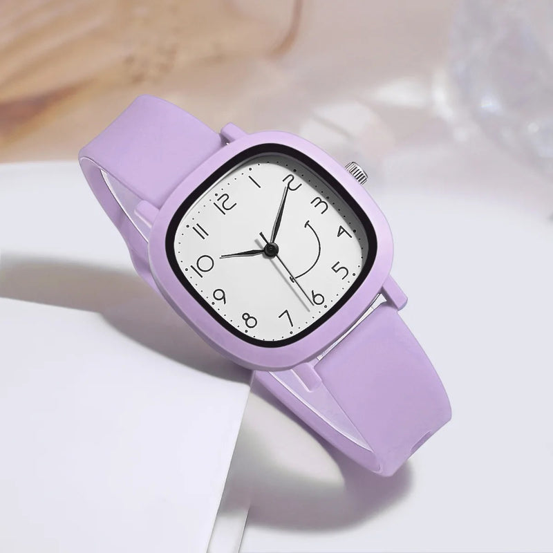 Smile Dial Simple Candy Colored Silicone Strap Quartz Watch