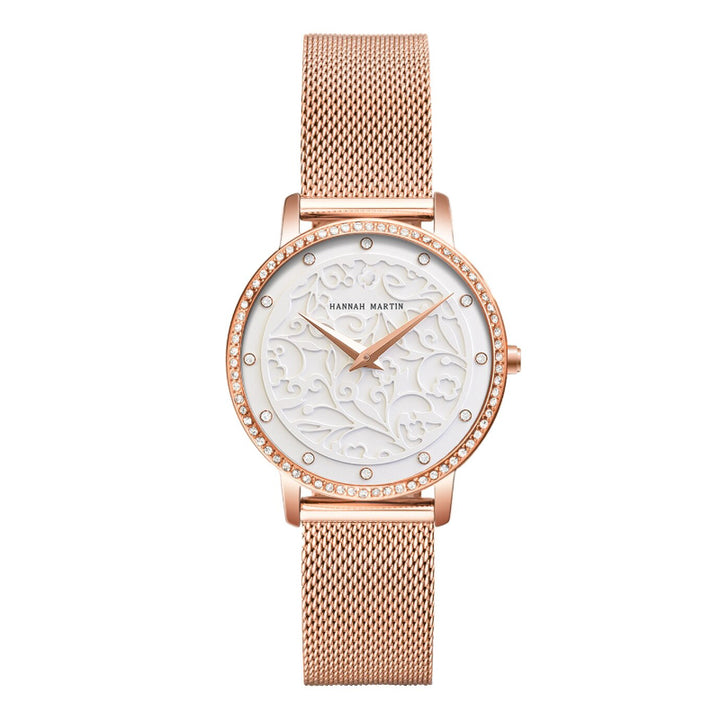 Elegant Embossed Design Dial Quartz Watch for Women