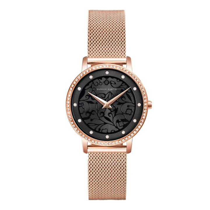 Elegant Embossed Design Dial Quartz Watch for Women