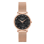 Elegant Embossed Design Dial Quartz Watch for Women